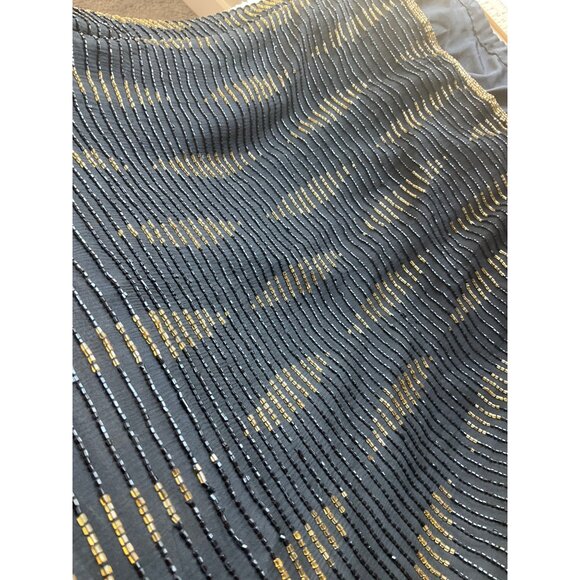 Leslie Fay Evenings Sz Medium-Large Beaded Formal Jacket Black & Gold Silk 90's - Picture 3 of 13